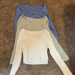 SHEIN BUNDLE Long Sleeve Tops - Blue, Green, Cream